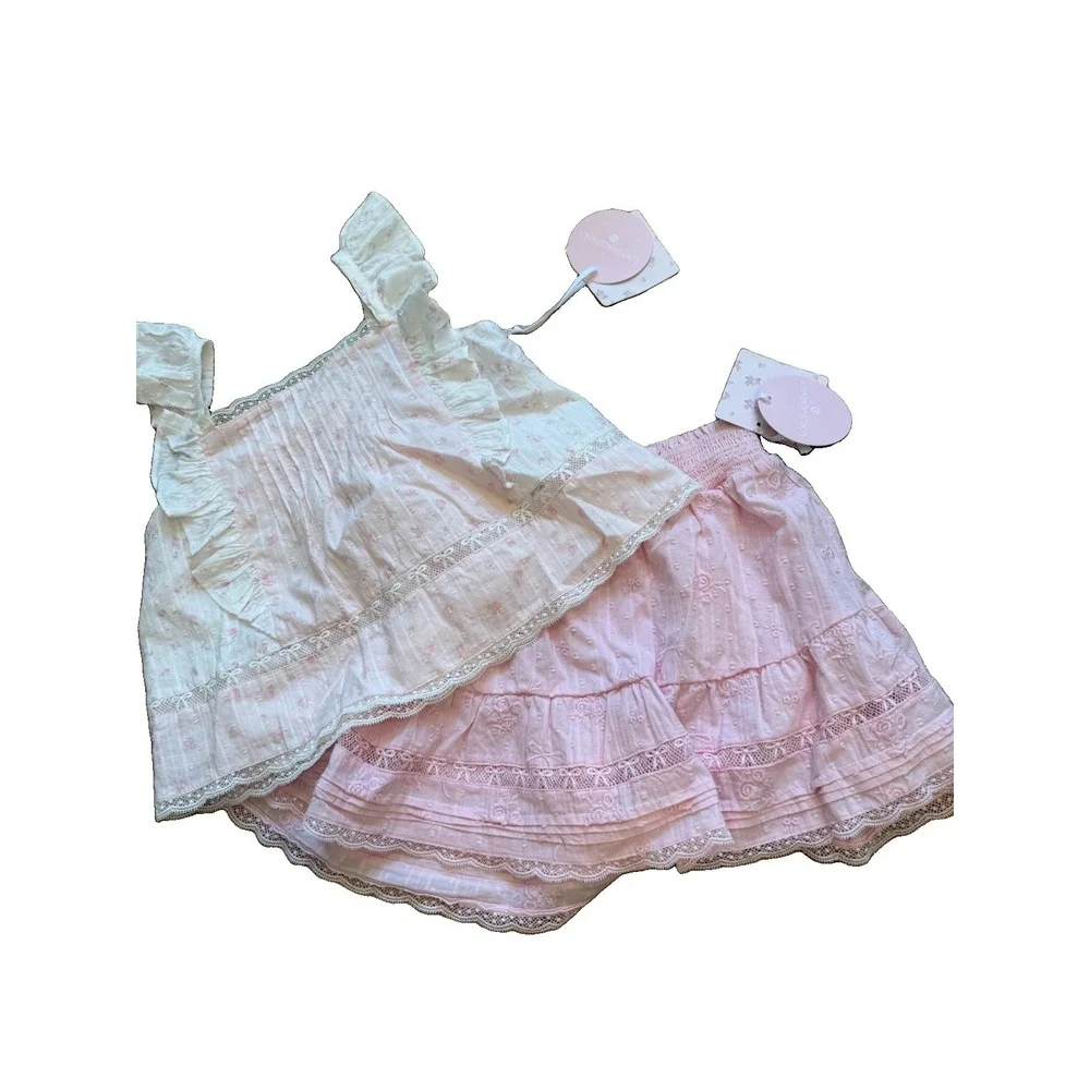 Love Shack Fancy X Target Girls Top Skirt Set Pink Floral Ruffled Cotton 12